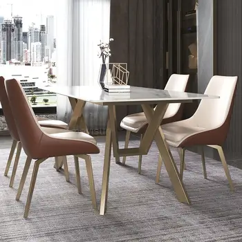 Обеденный стол из золотого итальянского яркого мрамора, роскошный современный обеденный дизайнерский ресторанный стол и стул 캠핑의자 Мебель для дома