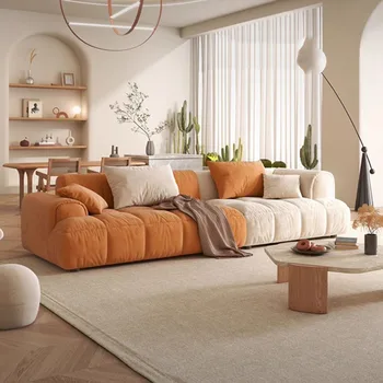 Облако Двойной фон для дивана в гостиной Плюшевый пол Роскошный диван Современный элегантный слоеный Итальянский салон Канапе Мебель для дома