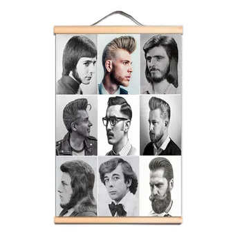 Обновите декор вашей парикмахерской - Винтажная Картина на Холсте для оформления Парикмахерской с плакатом о мужских прическах 60-70-х годов