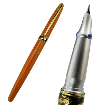 Перьевая ручка Crocodile 215 Classic оранжевого цвета с тонким пером и капюшоном, с золотой отделкой, подарочная ручка для офиса и школы, аксессуар для письма