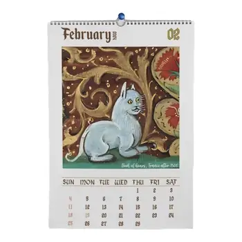 Подвесной Календарь на 2024 Год Настенный Средневековый Календарь С Уродливыми Кошками Плакаты Со Странными Кошками Календарь на 2024 год Планирование Бесполезных Подарков Планировщик на 2024 год