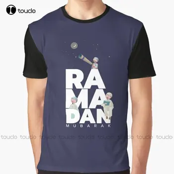 Празднование Дня Рамадана Мубарака, графическая футболка на заказ, футболки с цифровой печатью для подростков, унисекс, индивидуальный подарок Xxs-5Xl