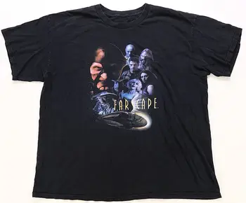 Редкая винтажная футболка с персонажами Farscape 90s 2000s, промо-ролик научно-фантастического телешоу, Черный