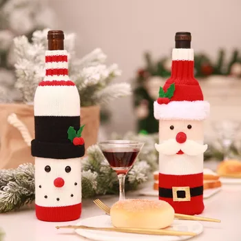 Рождественские украшения для дома, Пылезащитный чехол для бутылки вина для пожилых людей, сумки для хранения шампанского, красного вина, Вязаный Креативный чехол для вина ZD907