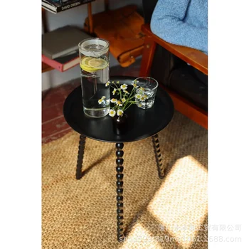 Романтический, расшитый черным бисером, Универсальный, классический Дизайн металлического бокового столика, художественный угловой столик, прикроватная тумбочка, ретро минимализм