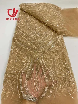 Роскошные африканские бусины, тюлевая кружевная ткань для жениха 2023, высококачественная вышивка пайетками, Французские тюлевые кружева для вечернего платья Nigeiran
