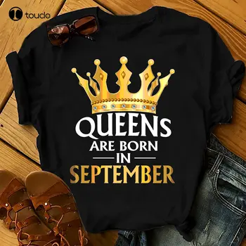 Рубашки Queens Are Born In September, женские футболки на день рождения, Летние топы, пляжные футболки, футболки Xs-5Xl с объемным рисунком, футболки