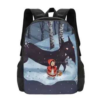 Рюкзаки Красная Шапочка и Волк для школьников, подростков, девочек, дорожные сумки Красная Шапочка из сказок Волка
