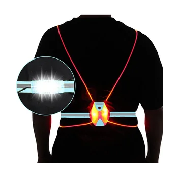 Светоотражающий жилет для ночного бега Светодиодный нагрудный светильник USB Зарядка Кемпинг Рыбалка Велоспорт Жилет легкий ()