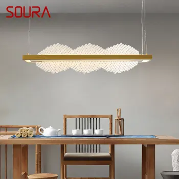 Современный подвесной светильник SOURA LED в китайском стиле с креативной простотой, Золотая потолочная люстра для домашнего чайного домика, столовой