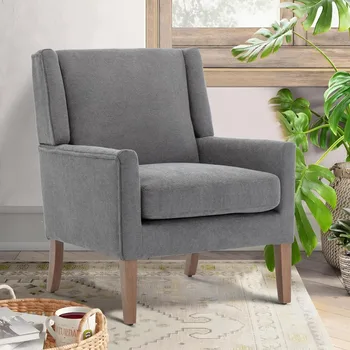 Современный стул для гостиной со спинкой-крылышком, кресло с тканевой обивкой для спальни, офиса, Дачи