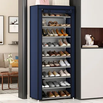 Стойка для обуви Простая Кованая Многослойная бытовая сборка для хранения в общежитии Экономичная стойка для обуви Тканевый шкаф для обуви