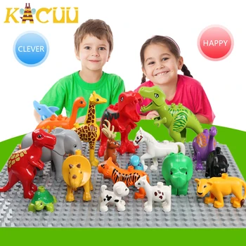 Фигурки моделей серии животных Большие Строительные блоки Лев Панда Развивающие игрушки для детей Детские Подарки