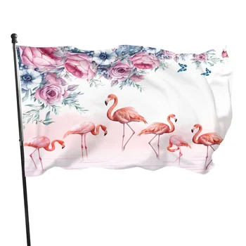 Фламинго Флаг Открытый Милый Розовый Фламинго Тропические листья Садовые флаги Домашние флаги Баннер Декор для двора крыльца газона Женщин