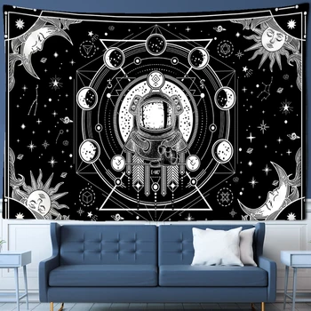 Черно-белый астронавт, гобелен, висящий на стене, Вселенное, Небесное тело, Тапиз, Кавайный декор для дома в общежитии