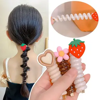 Эластичные спиральные резинки для волос, Силиконовое кольцо для волос, телефонный провод, резинки для волос, водонепроницаемый телефонный шнур, держатели для хвоста Для женщин и девочек