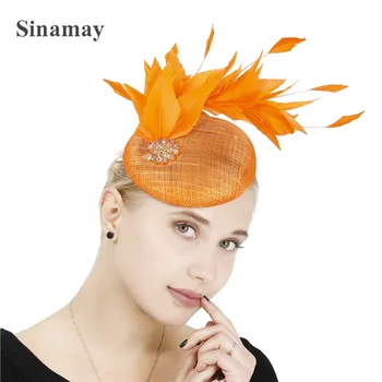 Элегантная шляпа-чародей Sinamay, Коктейльное Чаепитие, Чародейская повязка на голову, винтажные шарфы-дерби для свадебных женщин