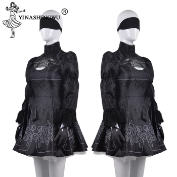 Набор костюмов для косплея Nier Automata Yorha 2B Одежда Женские Сексуальные платья Ролевые игры Наряд для вечеринки на Хэллоуин Игровой костюм Черная униформа