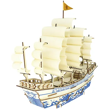 Собранная своими руками деревянная парусная модель корабля в морском стиле, 3D стерео головоломка, коллекция подарков для мальчиков