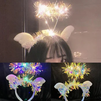 2023 Светодиодная повязка на голову с Крылом для девочек Angel Wing Модный Обруч для волос для девочек Angel Party Glow Повязка на голову