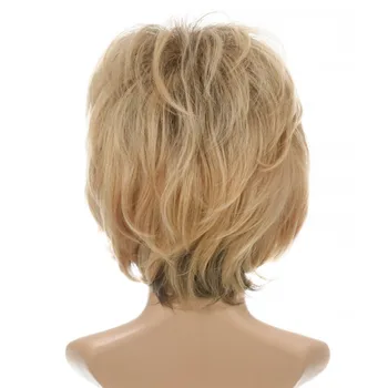 Короткие светлые парики из синтетических волос с зачесанной набок челкой для женщин Женская стрижка Пышный прямой натуральный парик