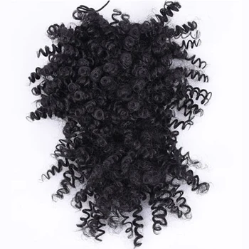 Синтетический Афро Кудрявый Высокий Пышный Завязанный На Шнурке Хвост С Челкой, Заколка-Шиньон для Наращивания Волос Для Чернокожих Женщин