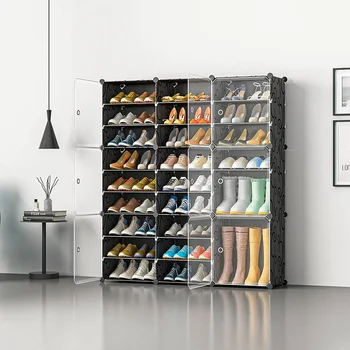 Стеллаж Для обуви Большой Емкости Для Хранения Ботинок 12 Кубических Органзий Модульный Пластиковый 6-Уровневый 24-96 Пар Обувной Башни Cabine