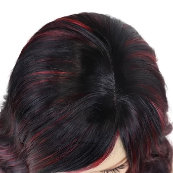 21-Дюймовый Длинный Большой Волнистый Парик Из Натуральных Синтетических Волос, Черные Смешанные Красные Объемные Волнистые Парики для Женщин, Термостойкое Волокно, Ежедневное Вечернее Использование