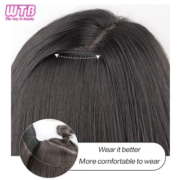 WTB Synthetic 4 зажима в одном изделии для наращивания синтетических волос Натуральные длинные Волнистые прически поддельный шиньон Коричневый Черный для женщин