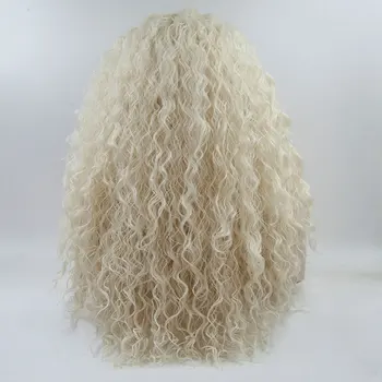 Белый #60 Букни Вьющиеся Синтетические Волосы 13X4 Синтетические Волосы На Кружеве Парики Бесклеевые Высокой Плотности Термостойкие Волокна Волос Свободная Часть Для Женщин