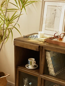 Буфет из массива дерева в стиле ретро Простой Многофункциональный Шкафчик Креативный Витринный шкаф Nordic Home Designer Боковой Шкафчик