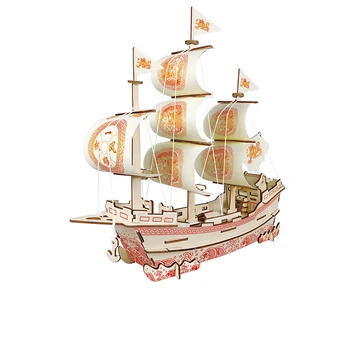 Собранная своими руками деревянная парусная модель корабля в морском стиле, 3D стерео головоломка, коллекция подарков для мальчиков