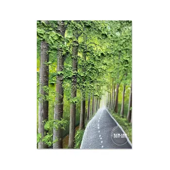 Абстрактный Зеленый Акриловый Текстурированный пейзаж, Настенное искусство, холст, картина без рамки, 3d Придорожное дерево, Природный пейзаж, картина маслом
