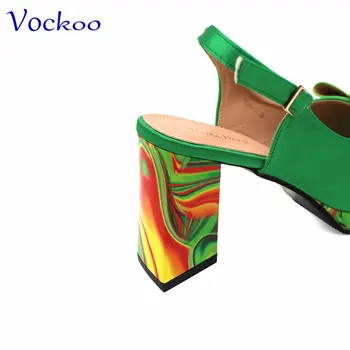 Свадебные туфли-лодочки на очень высоком каблуке с открытым носком, Комплект из обуви и сумки, Зеленый цвет, Новогоднее предложение, Новое поступление 2024 года